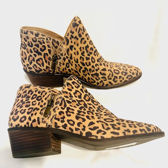 Lucky Brand-NWT-Leopard Print 2" Heels Women's Size 9 Leather Ankle Boots-Comfy - Picture 4 of 15